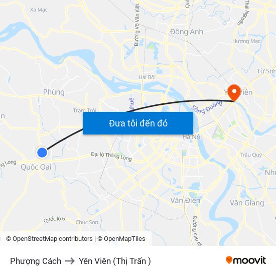 Phượng Cách to Yên Viên (Thị Trấn ) map