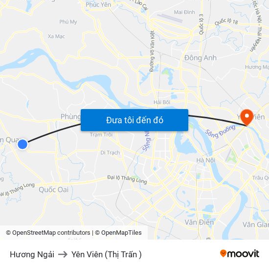 Hương Ngải to Yên Viên (Thị Trấn ) map