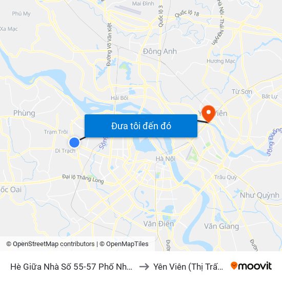 Hè Giữa Nhà Số 55-57 Phố Nhổn to Yên Viên (Thị Trấn ) map