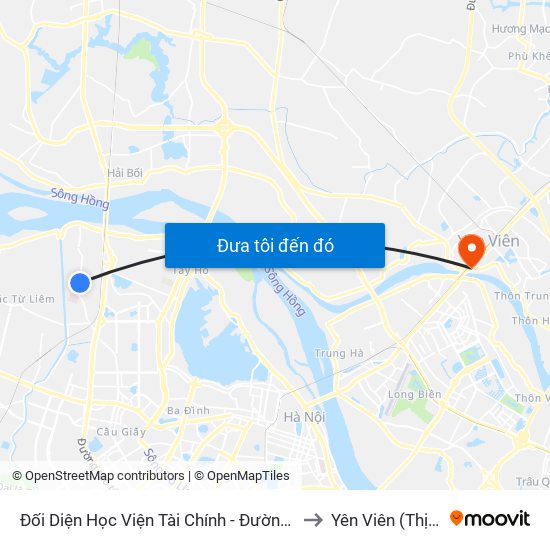 Đối Diện Học Viện Tài Chính - Đường Đức Thắng to Yên Viên (Thị Trấn ) map