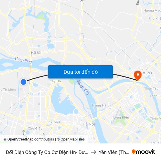 Đối Diện Công Ty Cp Cơ Điện Hn- Đường Đức Thắng to Yên Viên (Thị Trấn ) map