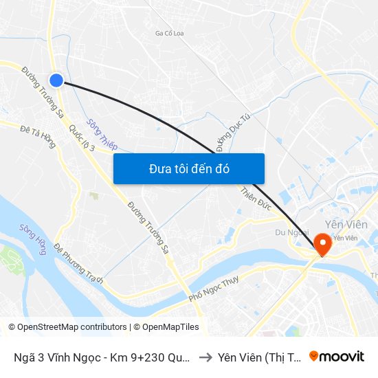 Ngã 3 Vĩnh Ngọc - Km 9+230 Quốc Lộ 3 to Yên Viên (Thị Trấn ) map