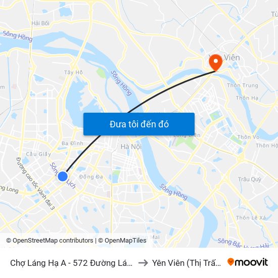 Chợ Láng Hạ A - 572 Đường Láng to Yên Viên (Thị Trấn ) map