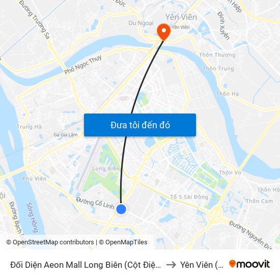 Đối Diện Aeon Mall Long Biên (Cột Điện T4a/2a-B Đường Cổ Linh) to Yên Viên (Thị Trấn ) map