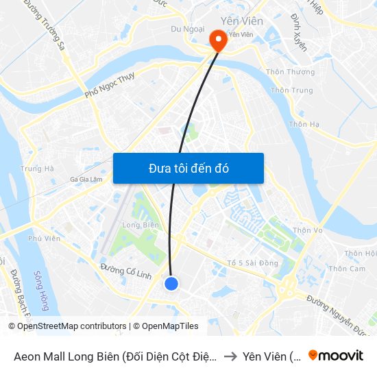 Aeon Mall Long Biên (Đối Diện Cột Điện T4a/2a-B Đường Cổ Linh) to Yên Viên (Thị Trấn ) map