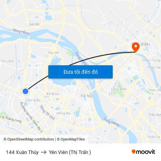 Gần Nhà Sách Sư Phạm (Đại Học Sư Phạm Hà Nội) - 136 Xuân Thủy to Yên Viên (Thị Trấn ) map