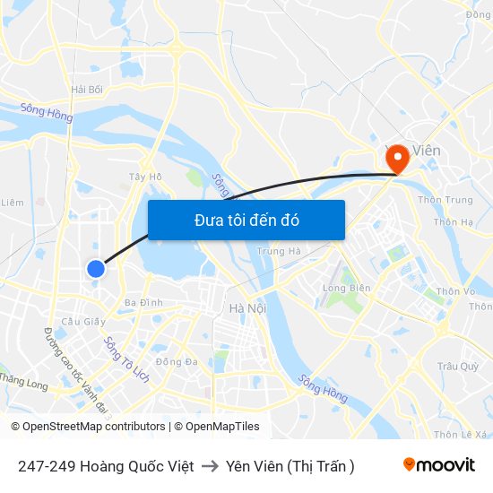 247-249 Hoàng Quốc Việt to Yên Viên (Thị Trấn ) map