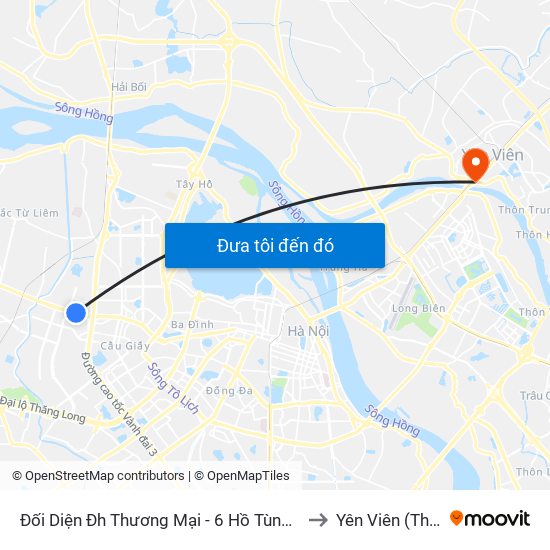 Đối Diện Đh Thương Mại - 6 Hồ Tùng Mậu (Cột Sau) to Yên Viên (Thị Trấn ) map