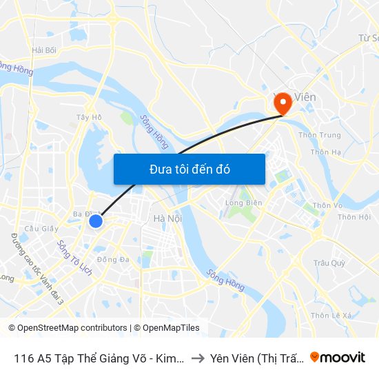 116 A5 Tập Thể Giảng Võ - Kim Mã to Yên Viên (Thị Trấn ) map