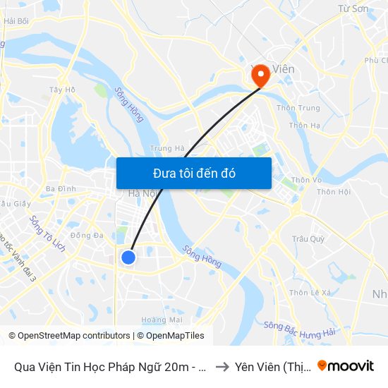 Qua Viện Tin Học Pháp Ngữ 20m - Lê Thanh Nghị to Yên Viên (Thị Trấn ) map