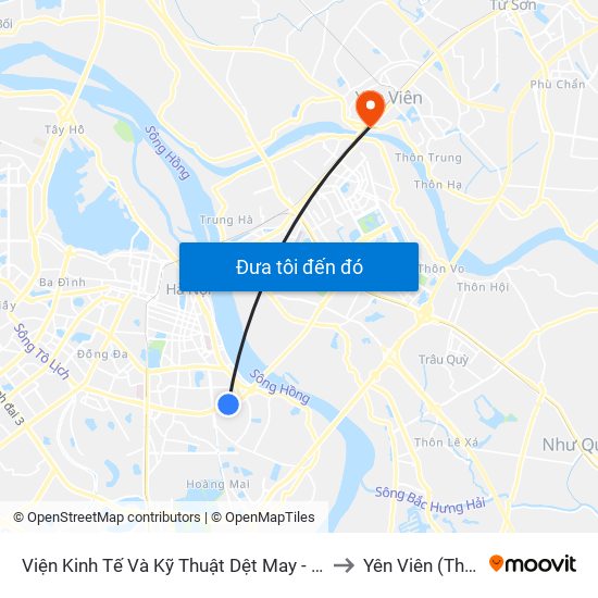 Viện Kinh Tế Và Kỹ Thuật Dệt May - 478 Minh Khai to Yên Viên (Thị Trấn ) map