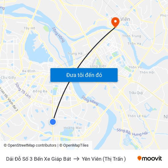 Dải Đỗ Số 3 Bến Xe Giáp Bát to Yên Viên (Thị Trấn ) map
