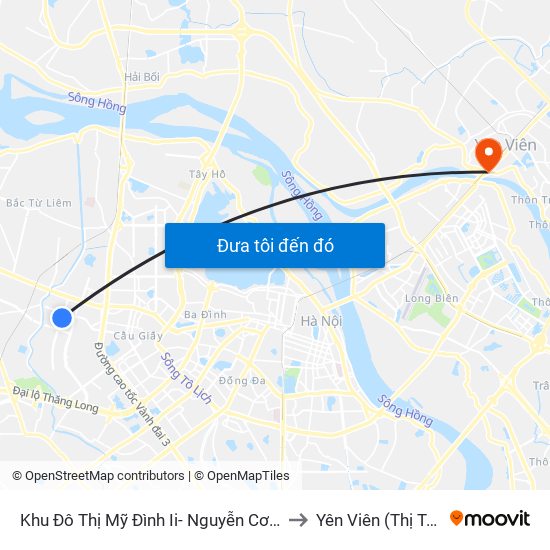 Khu Đô Thị Mỹ Đình Ii- Nguyễn Cơ Thạch to Yên Viên (Thị Trấn ) map