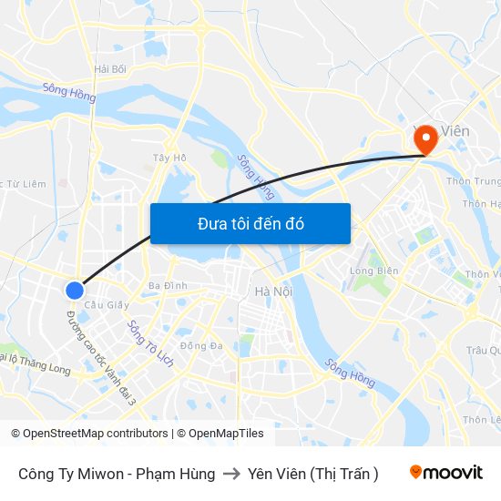 Công Ty Miwon - Phạm Hùng to Yên Viên (Thị Trấn ) map