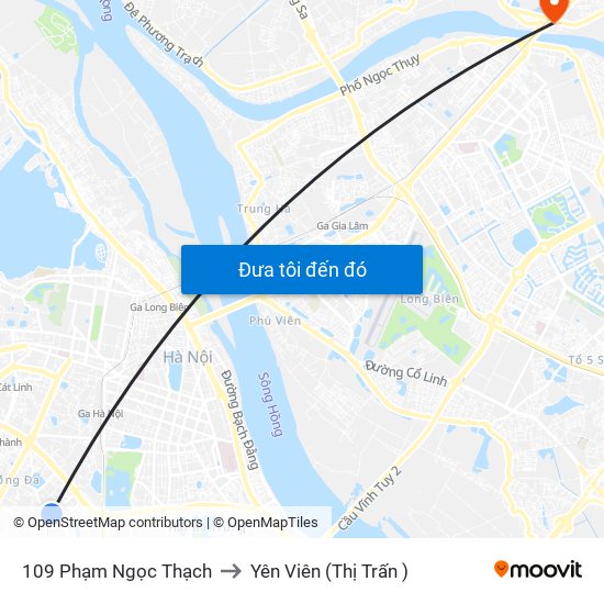 109 Phạm Ngọc Thạch to Yên Viên (Thị Trấn ) map
