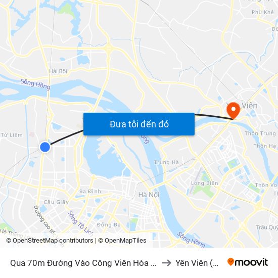 Qua 70m Đường Vào Công Viên Hòa Bình - Phạm Văn Đồng to Yên Viên (Thị Trấn ) map