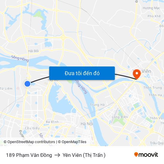 189 Phạm Văn Đồng to Yên Viên (Thị Trấn ) map