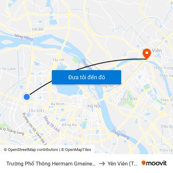 Trường Phổ Thông Hermam Gmeiner - Phạm Văn Đồng to Yên Viên (Thị Trấn ) map