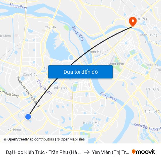 Đại Học Kiến Trúc - Trần Phú (Hà Đông) to Yên Viên (Thị Trấn ) map