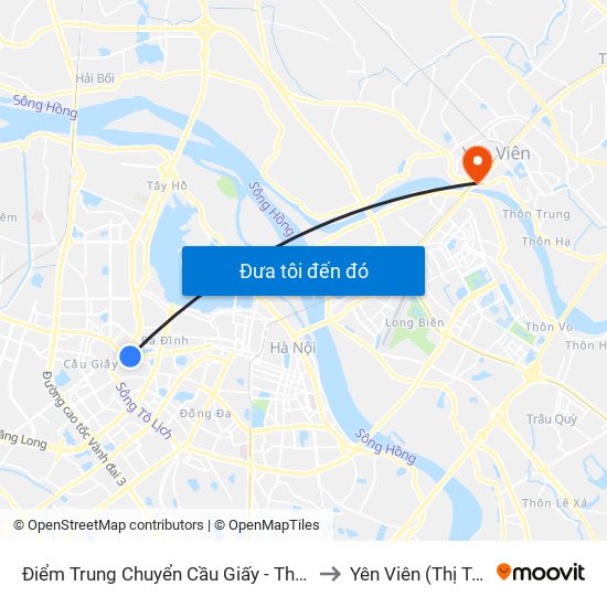 Điểm Trung Chuyển Cầu Giấy - Thủ Lệ 02 to Yên Viên (Thị Trấn ) map
