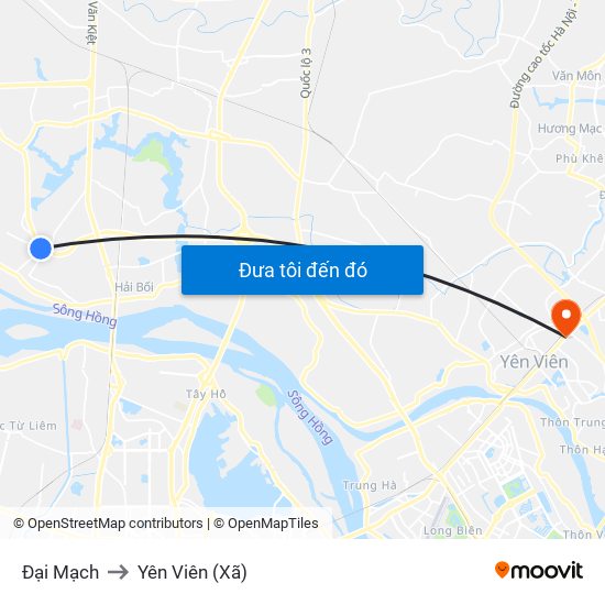 Đại Mạch to Yên Viên (Xã) map