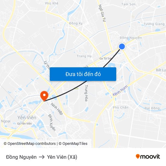 Đồng Nguyên to Yên Viên (Xã) map