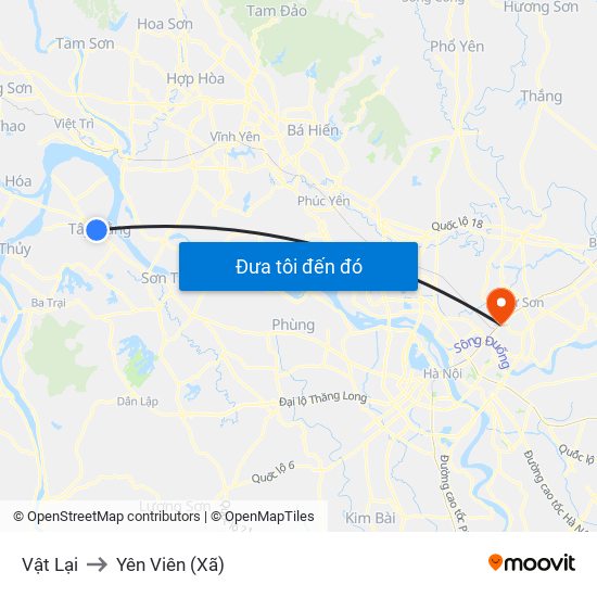 Vật Lại to Yên Viên (Xã) map
