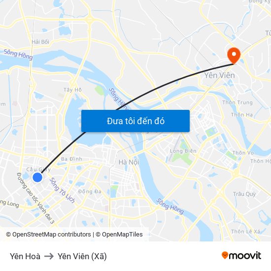 Yên Hoà to Yên Viên (Xã) map