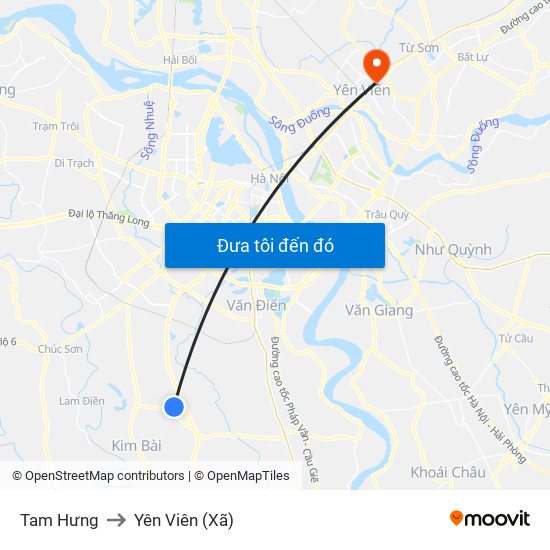 Tam Hưng to Yên Viên (Xã) map
