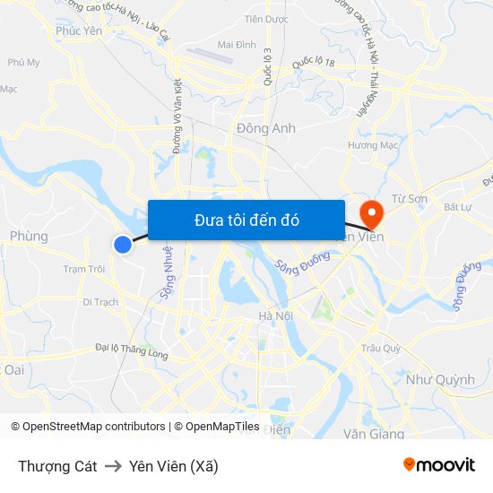 Thượng Cát to Yên Viên (Xã) map