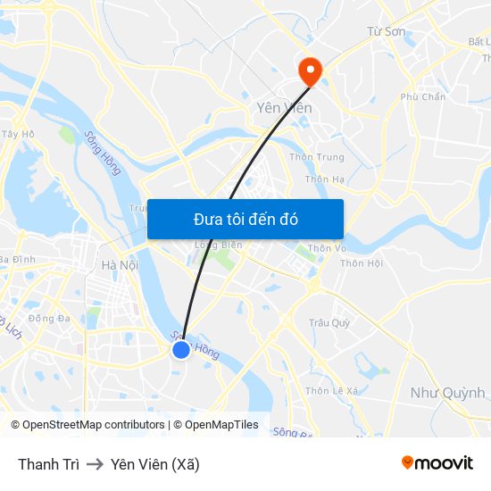 Thanh Trì to Yên Viên (Xã) map