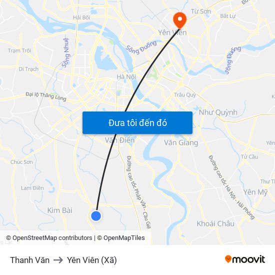 Thanh Văn to Yên Viên (Xã) map