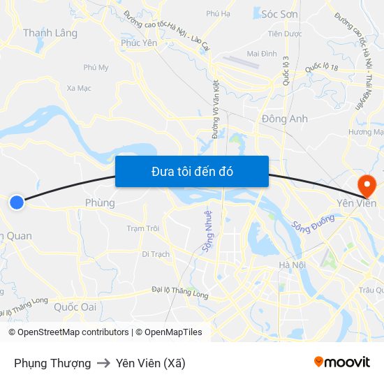 Phụng Thượng to Yên Viên (Xã) map