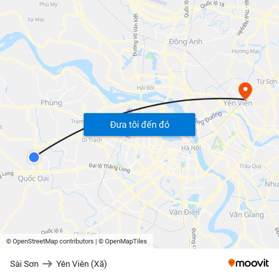 Sài Sơn to Yên Viên (Xã) map