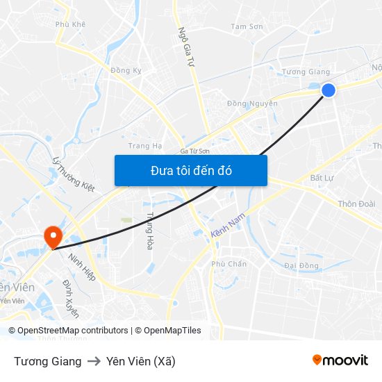 Tương Giang to Yên Viên (Xã) map