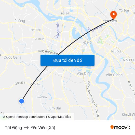 Tốt Động to Yên Viên (Xã) map