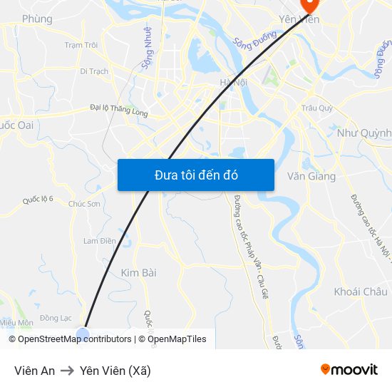 Viên An to Yên Viên (Xã) map