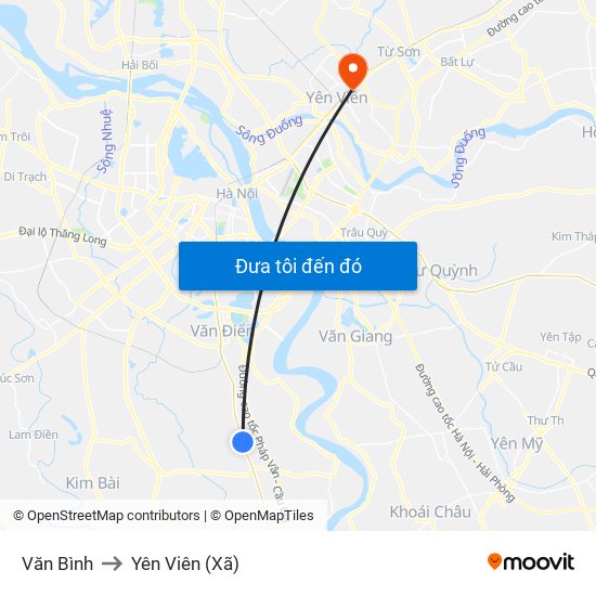 Văn Bình to Yên Viên (Xã) map