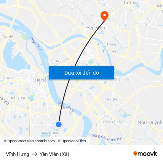 Vĩnh Hưng to Yên Viên (Xã) map