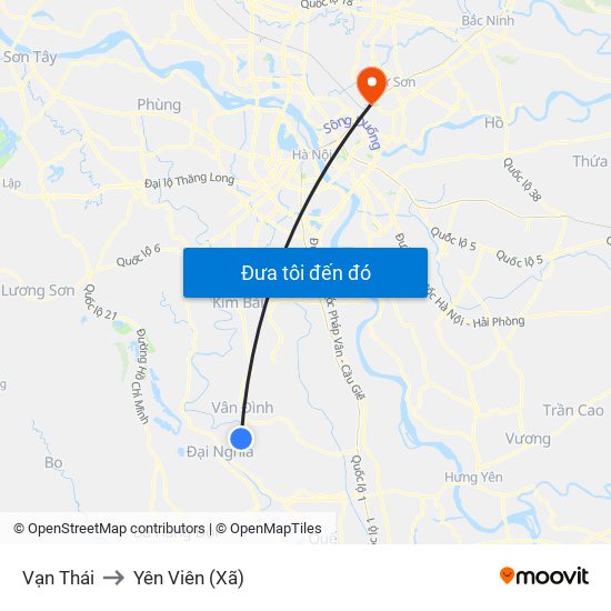 Vạn Thái to Yên Viên (Xã) map