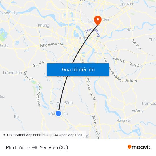 Phù Lưu Tế to Yên Viên (Xã) map