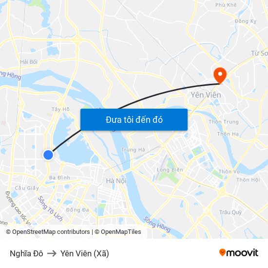 Nghĩa Đô to Yên Viên (Xã) map