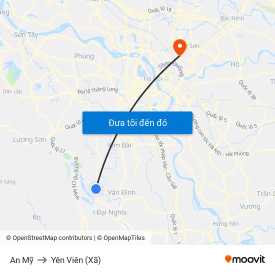 An Mỹ to Yên Viên (Xã) map