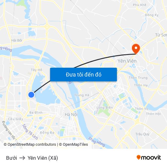 Bưởi to Yên Viên (Xã) map