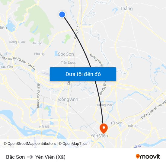 Bắc Sơn to Yên Viên (Xã) map