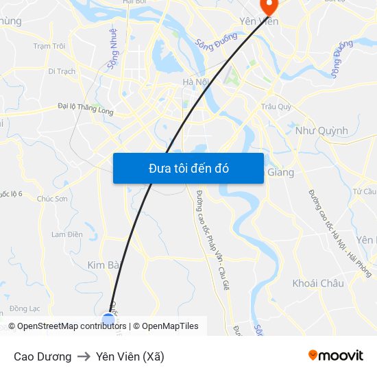Cao Dương to Yên Viên (Xã) map