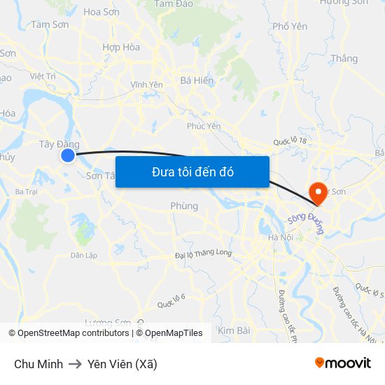 Chu Minh to Yên Viên (Xã) map