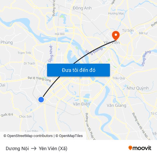 Dương Nội to Yên Viên (Xã) map