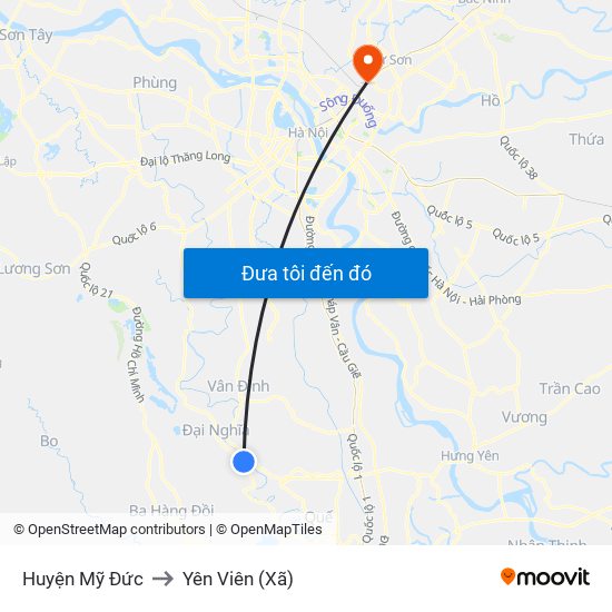 Huyện Mỹ Đức to Yên Viên (Xã) map