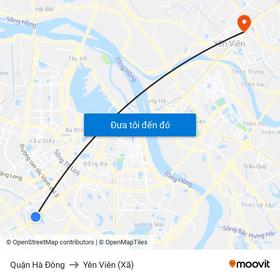 Quận Hà Đông to Yên Viên (Xã) map